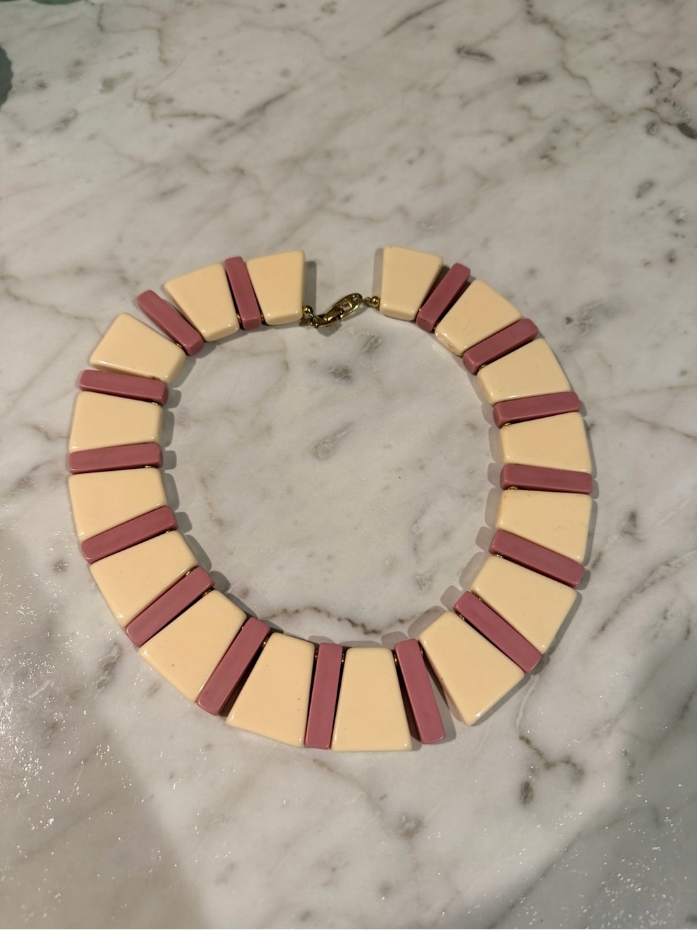 Napier Necklace: Book Piece, Ivory & Lilac Choker, 16 Inches, 1980s Jewelry